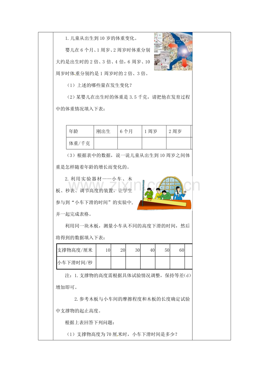 河北省邯郸市肥乡县七年级数学下册 第三章 变量之间的关系 3.2 用表格表示的变量间的关系教案 （新版）北师大版-（新版）北师大版初中七年级下册数学教案.doc_第2页