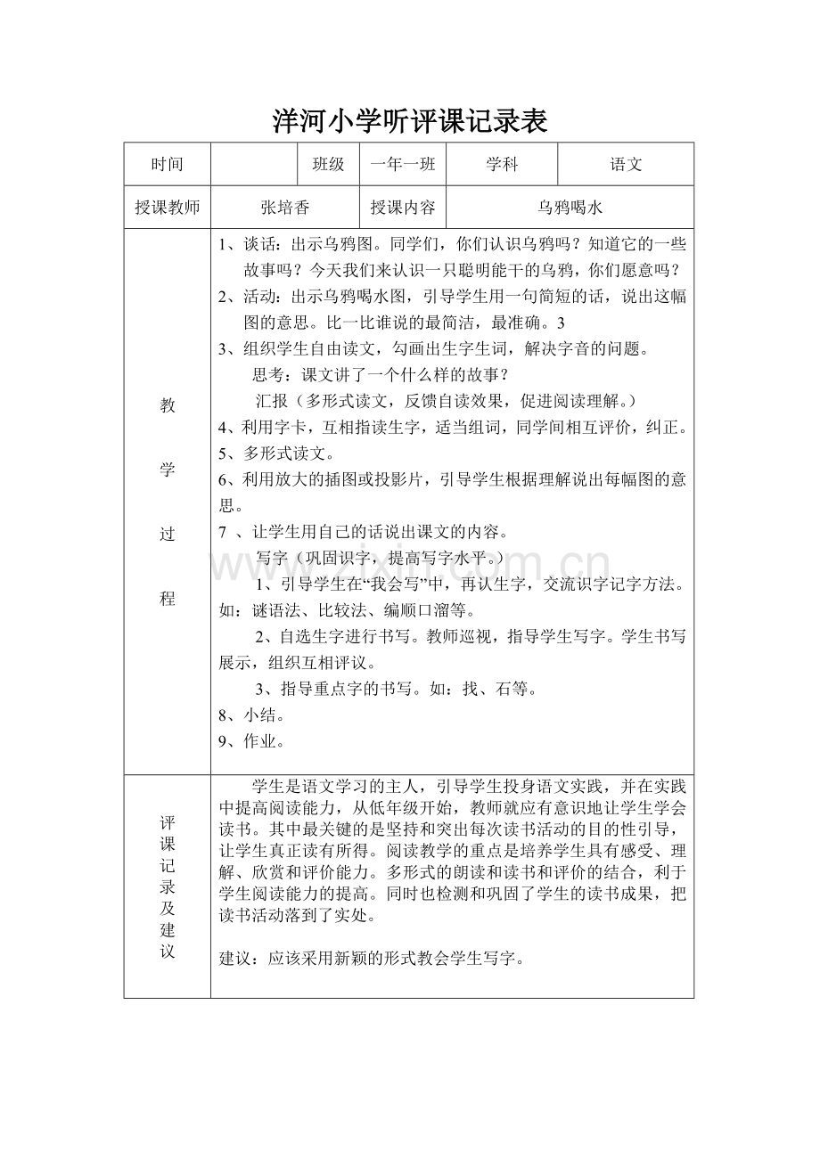 小学听评课记录表.doc_第2页