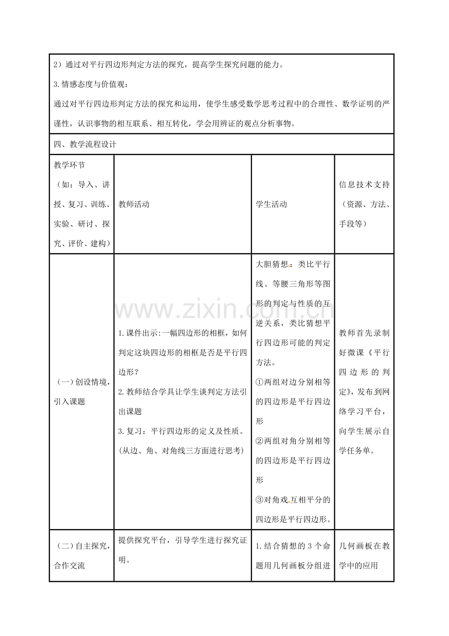 八年级数学下册 18.1.2 平行四边形的判定教案 （新版）新人教版-（新版）新人教版初中八年级下册数学教案.doc_第2页