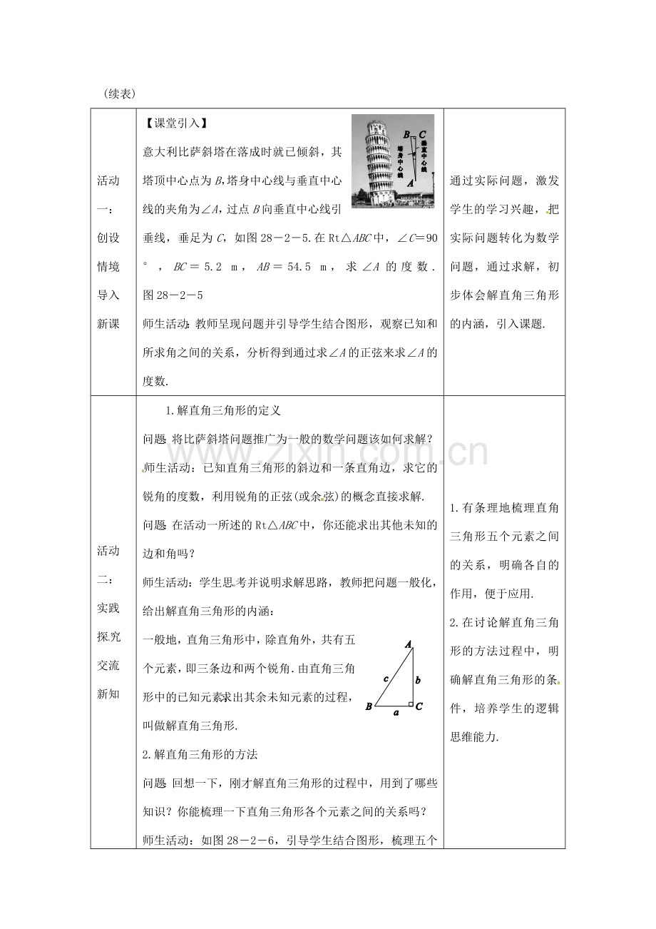 教与学 新教案九年级数学下册 28.2.1 解直角三角形教学设计 （新版）新人教版-（新版）新人教版初中九年级下册数学教案.doc_第3页