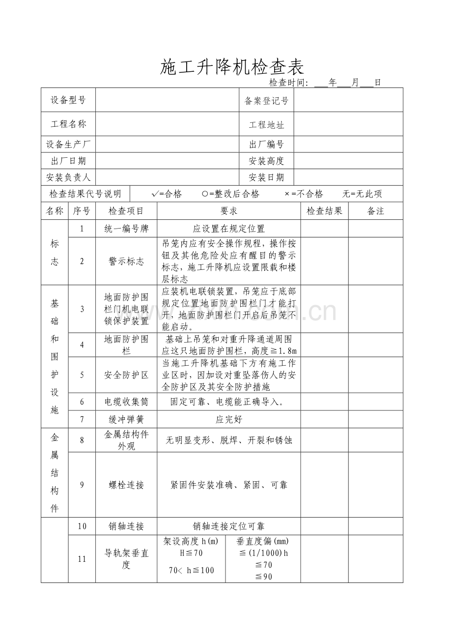 施工升降机检查表.doc_第1页