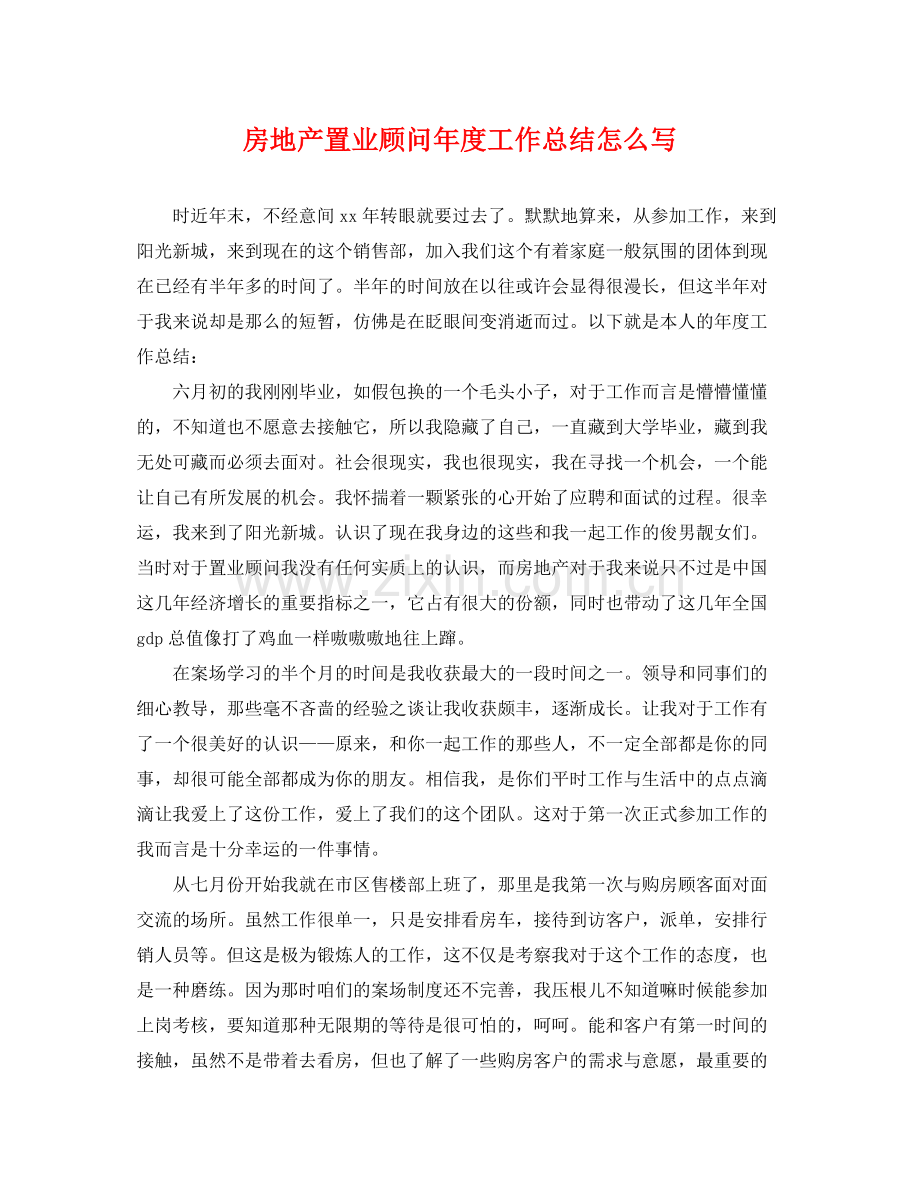 房地产置业顾问年度工作总结怎么写 .docx_第1页