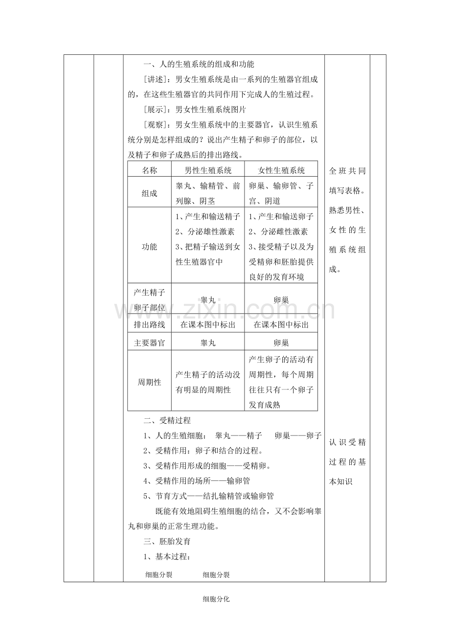 七年级生物下册 第4单元 生物圈中的人 第一节 精卵结合孕育新的生命名师教案2 苏教版.doc_第2页