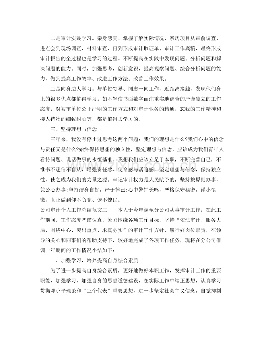 公司审计个人工作总结及工作思路 .docx_第2页