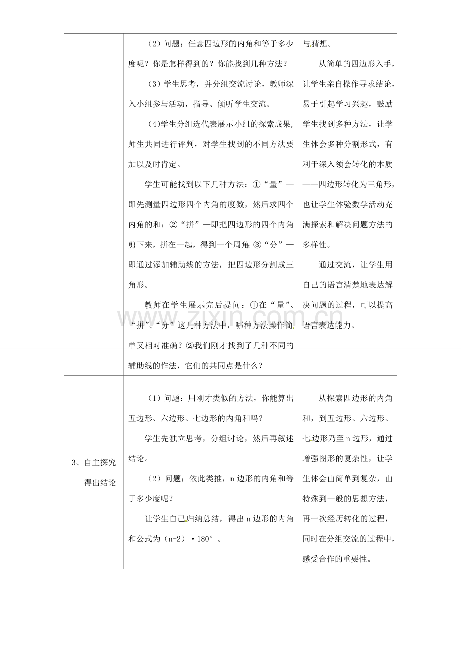 八年级数学上册 第十一章 三角形《多边形的内角和》说课稿（新版）新人教版-（新版）新人教版初中八年级上册数学教案.doc_第3页