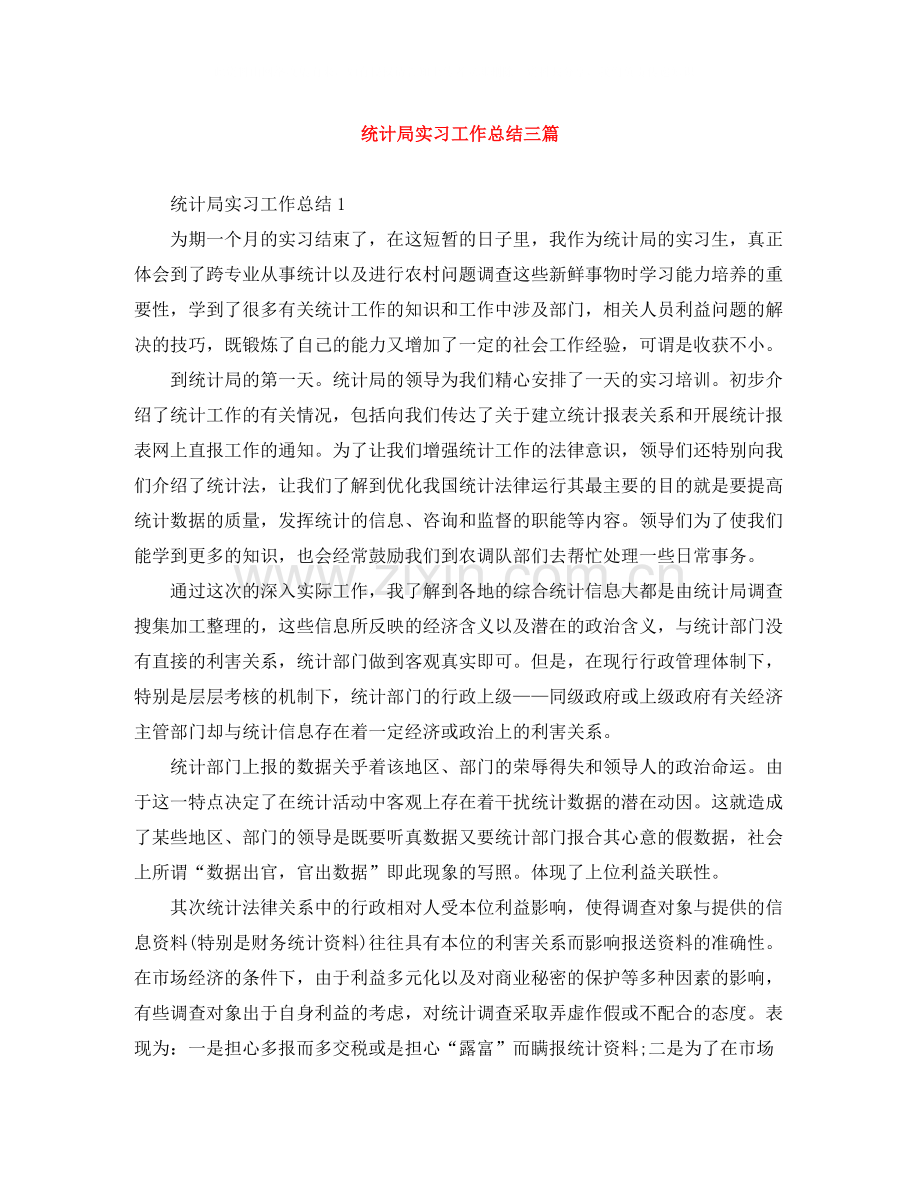 统计局实习工作总结三篇.docx_第1页