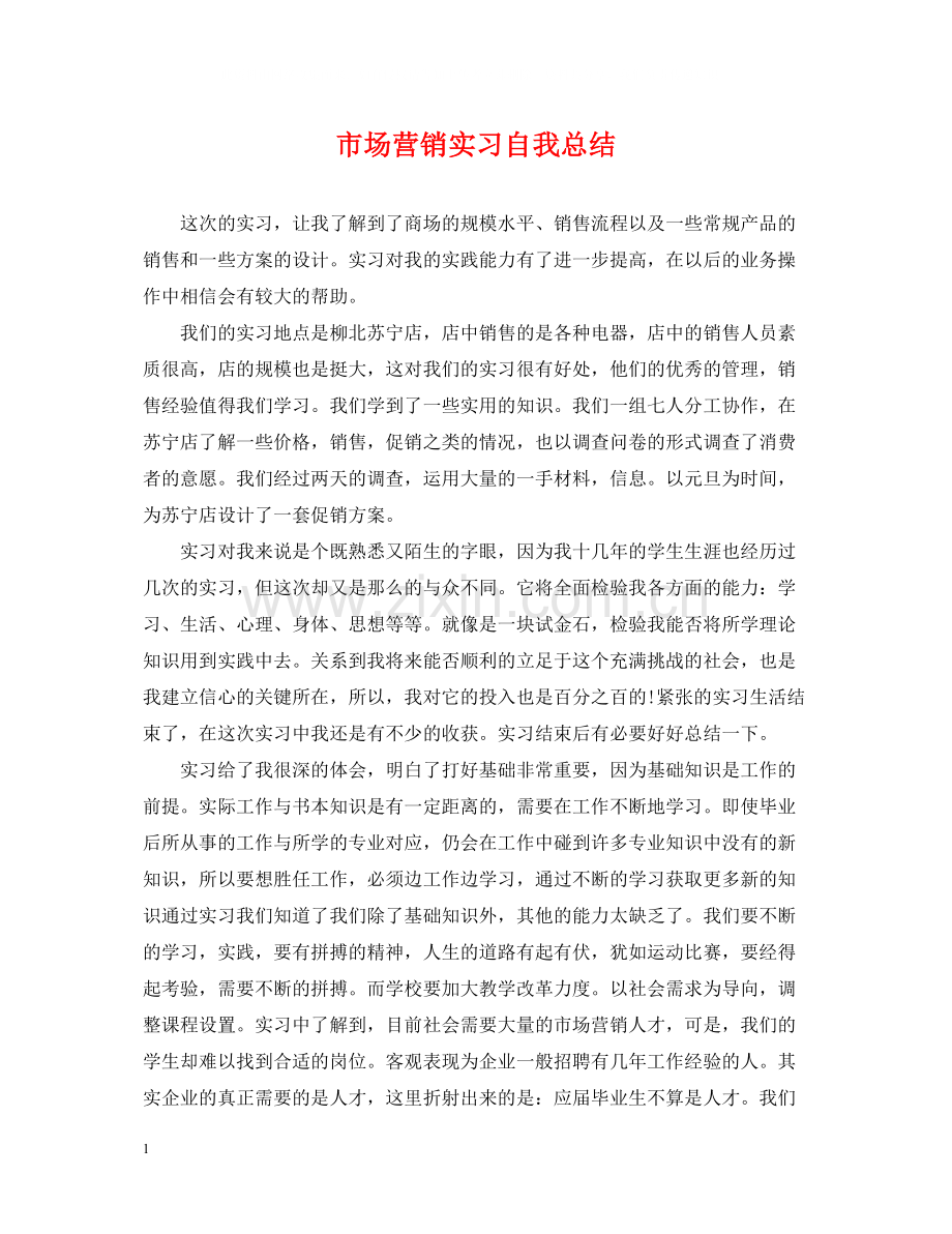 市场营销实习自我总结.docx_第1页