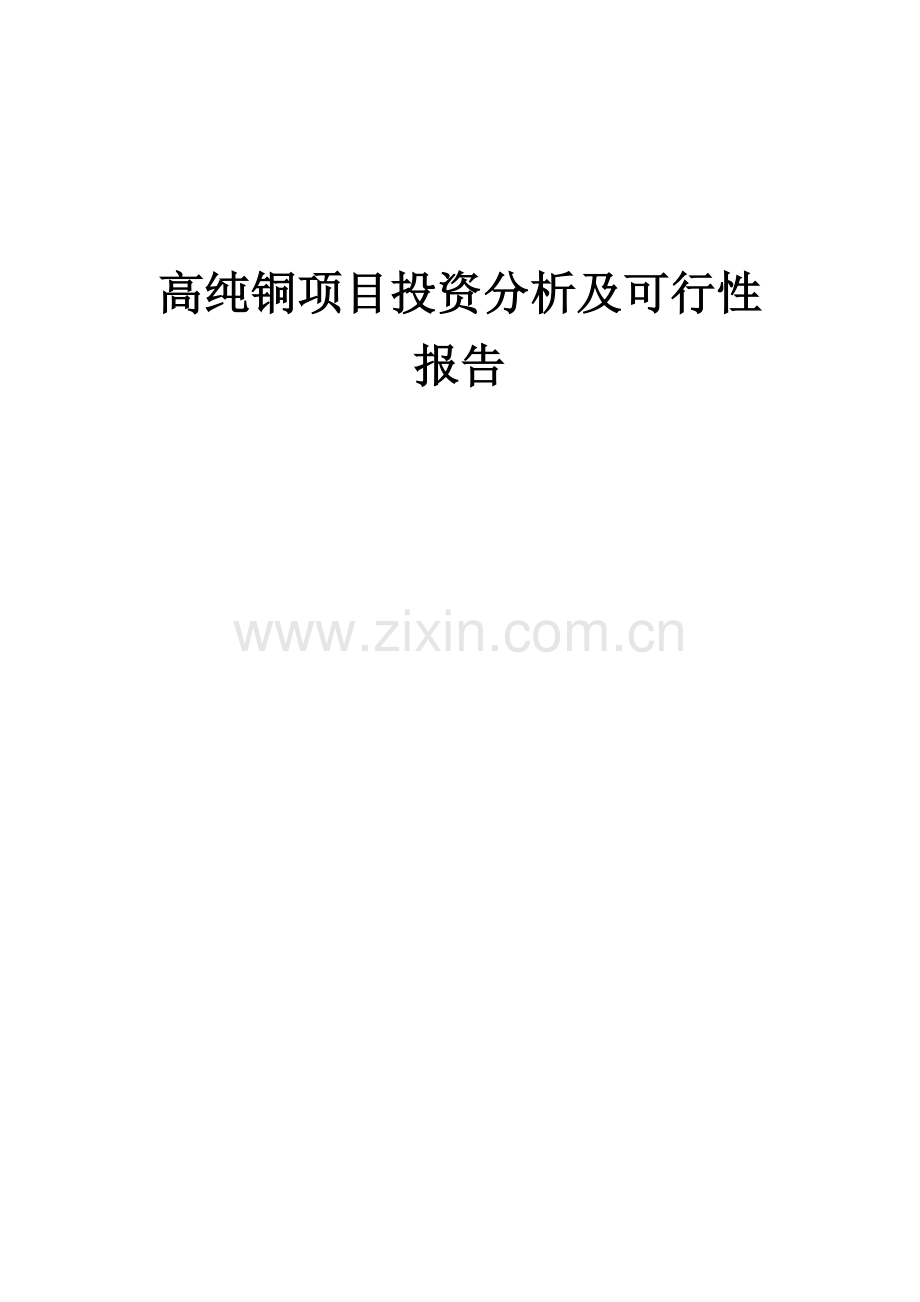 高纯铜项目投资分析及可行性报告.docx_第1页