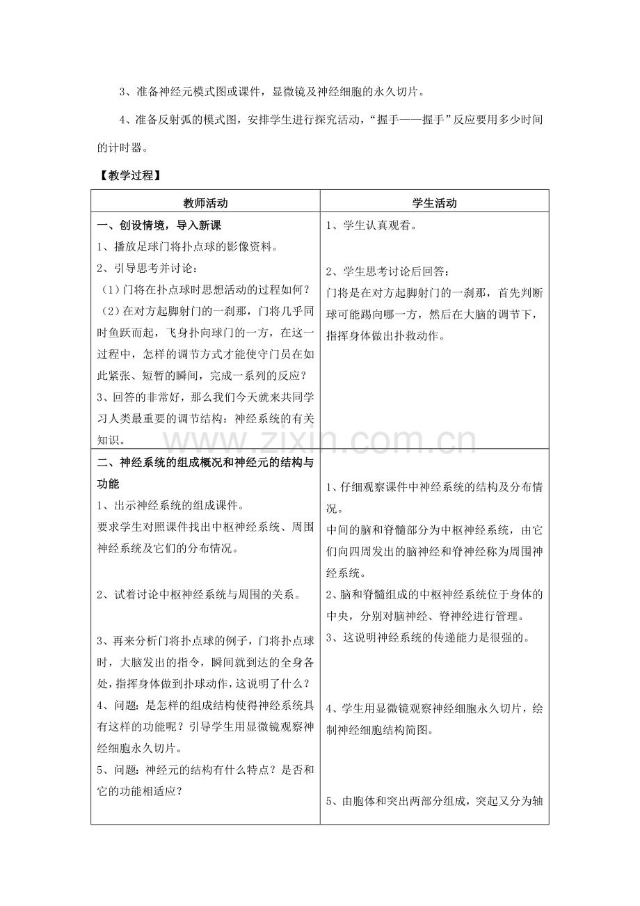 七年级生物下册 12.1《神经系统与神经调节》（第1课时）教案 北师大版-北师大版初中七年级下册生物教案.doc_第2页