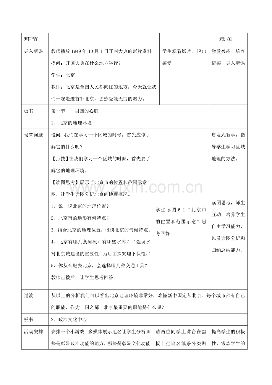 八年级地理下册 第1课《祖国的心脏》教学设计 商务星球版.doc_第2页