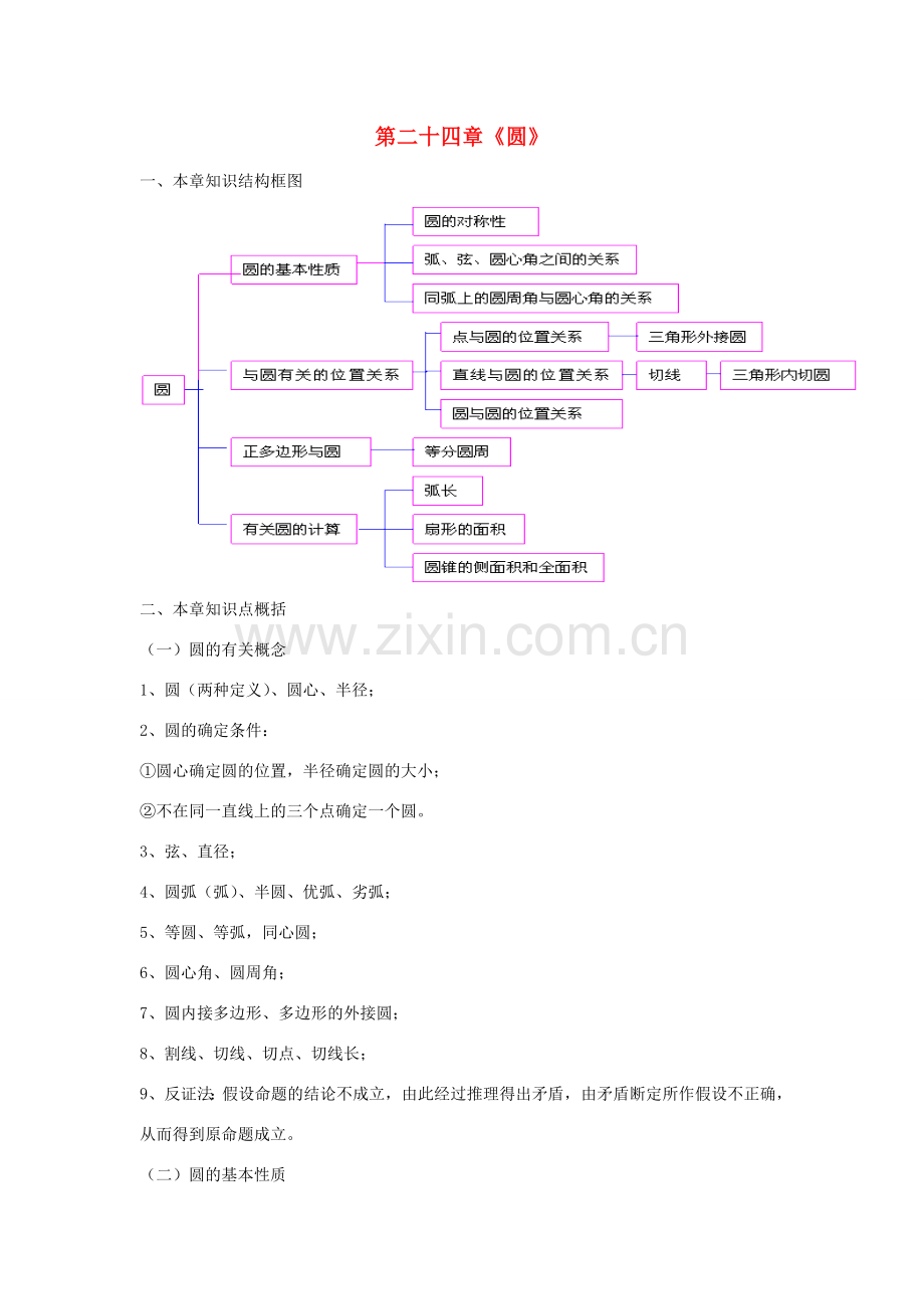 甘肃省通渭县黑燕山学校九年级数学上册 第24章 圆小结与复习教案 （新版）新人教版.doc_第1页