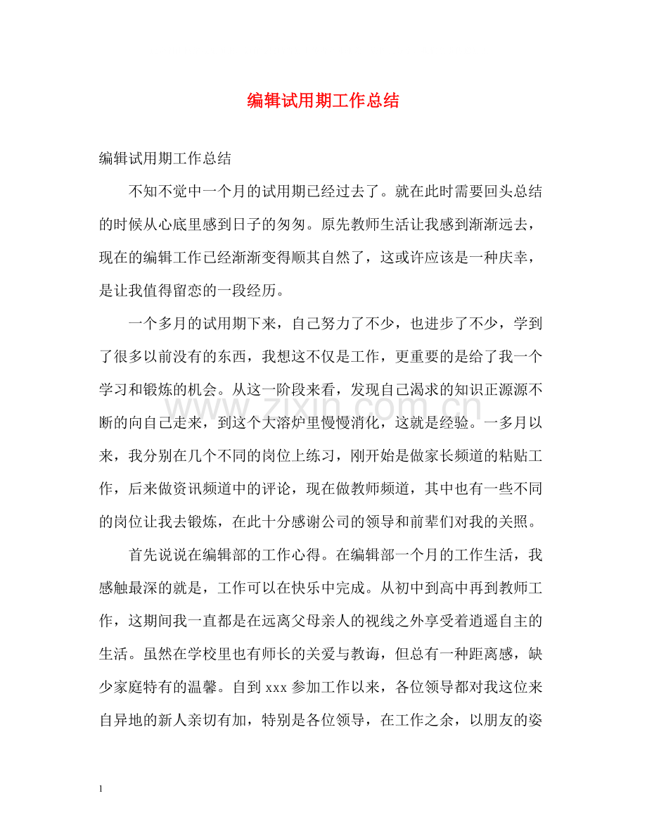 编辑试用期工作总结.docx_第1页