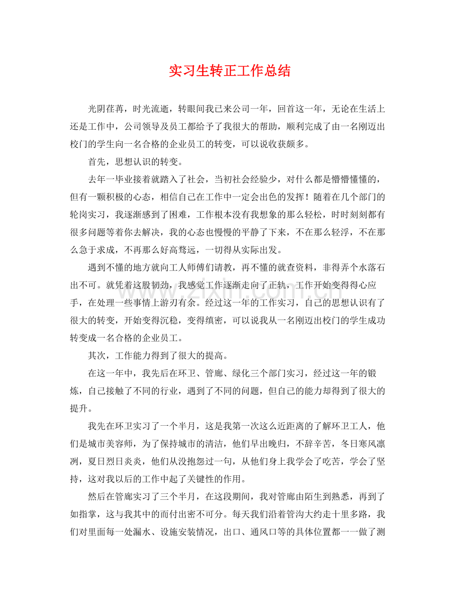 实习生转正工作总结 .docx_第1页