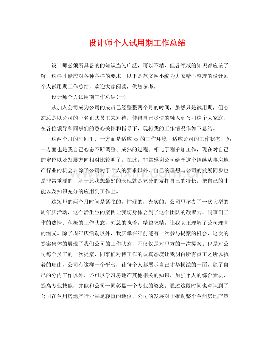 设计师个人试用期工作总结 .docx_第1页