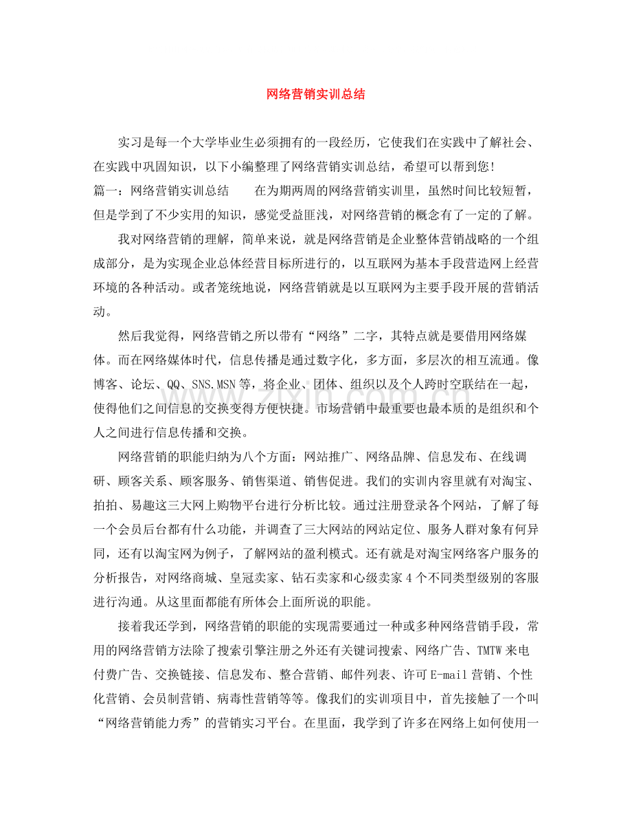 网络营销实训总结.docx_第1页