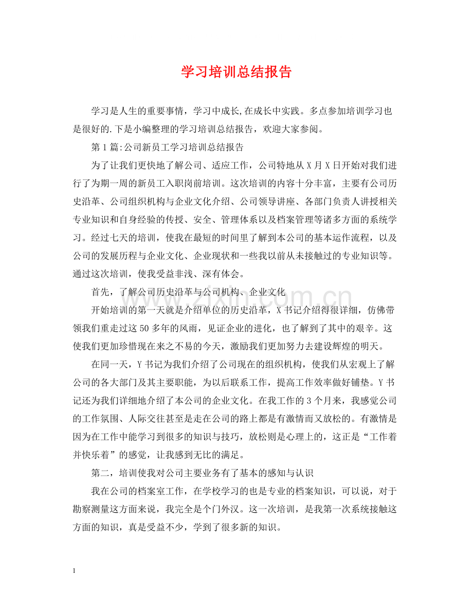 学习培训总结报告.docx_第1页