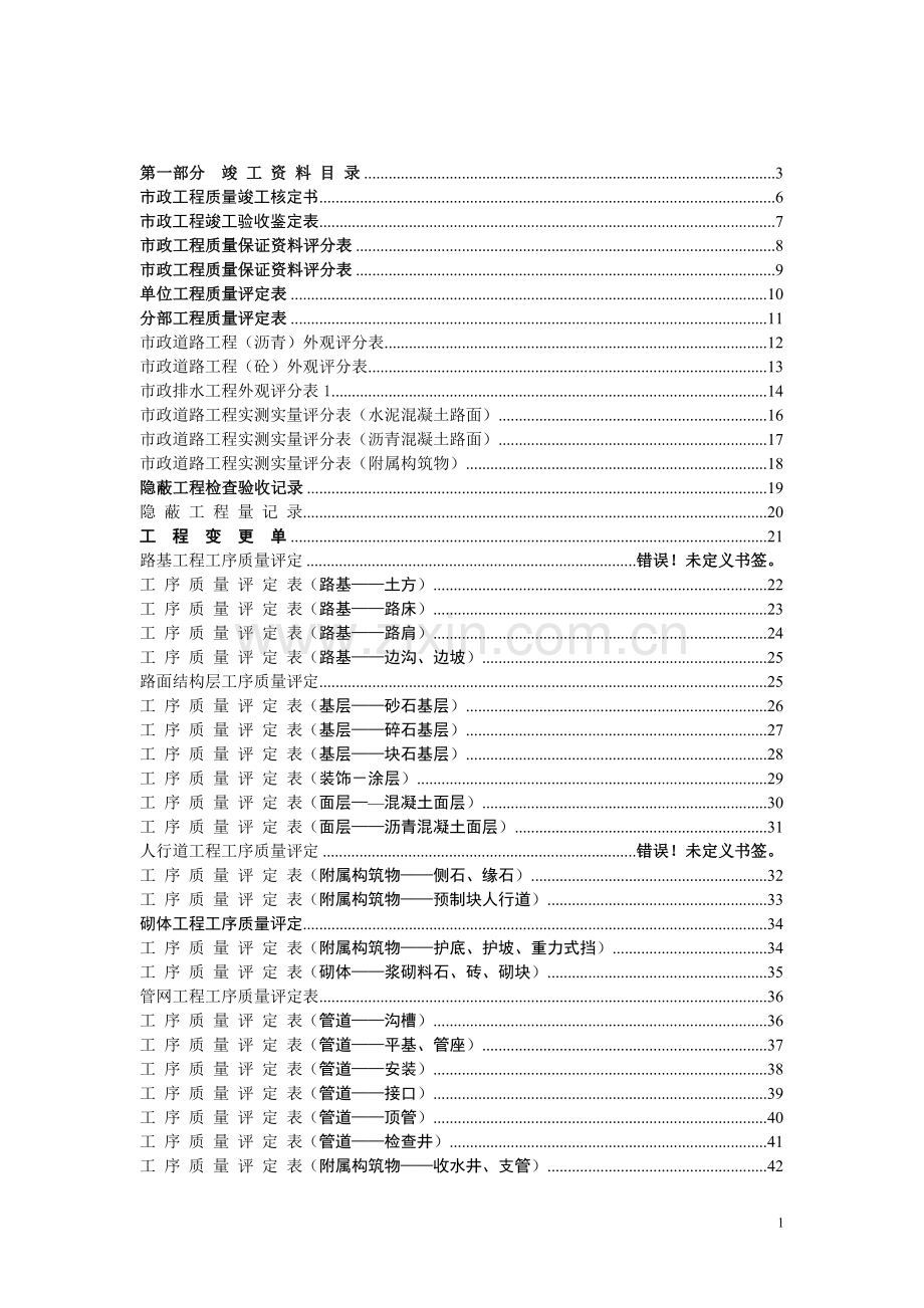 市政工程竣工资料目录一览.doc_第1页