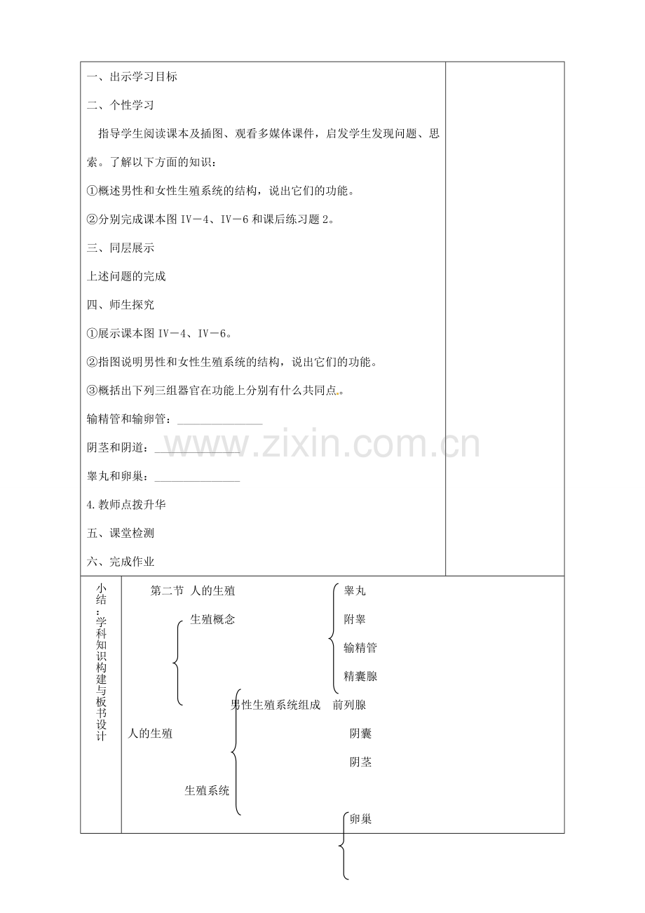 山东省淄博市临淄区第八中学七年级生物下册 1.2 人的生殖教案1 新人教版.doc_第2页