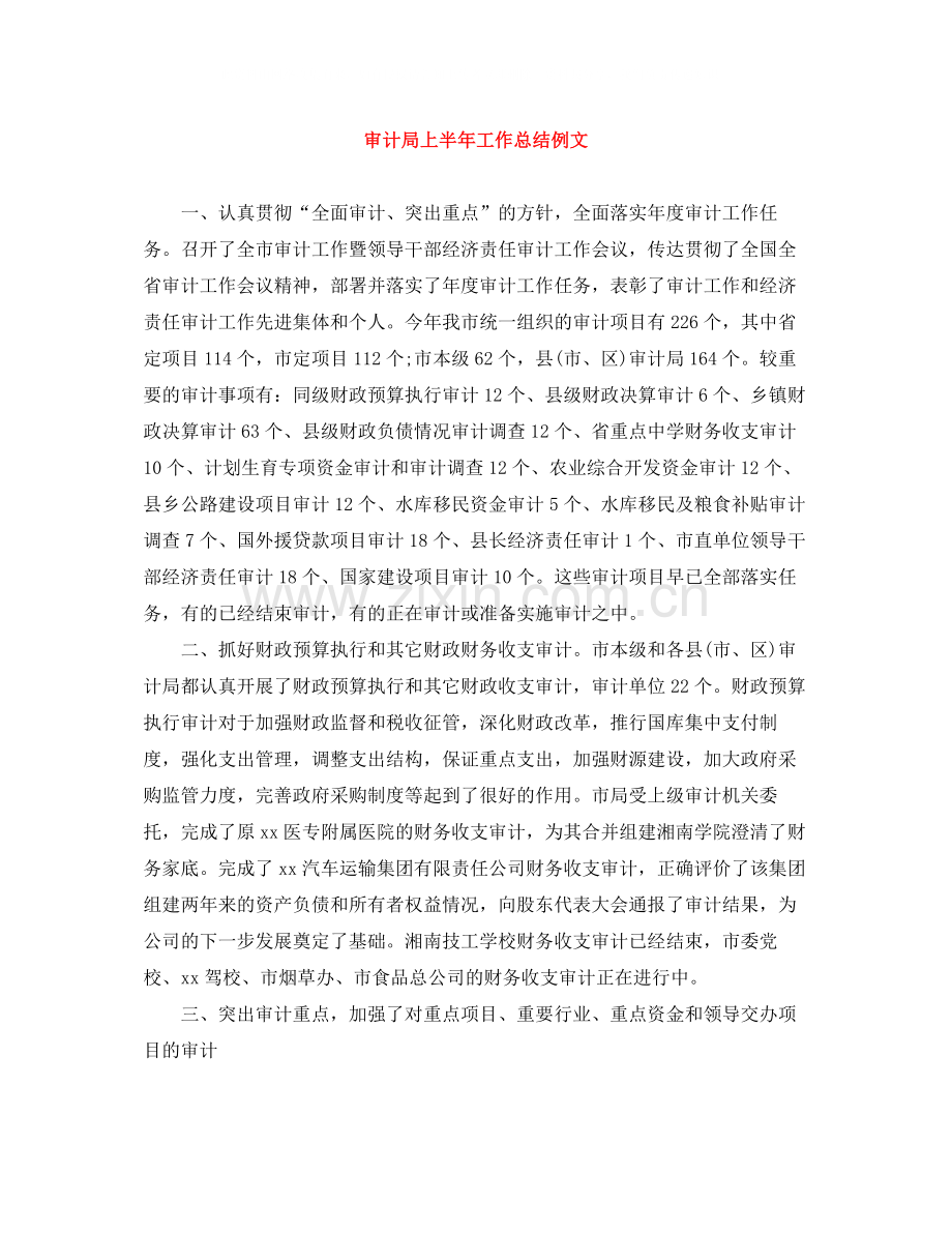 审计局上半年工作总结例文.docx_第1页