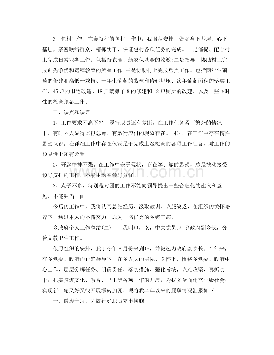 乡政府个人工作参考总结范文.docx_第2页