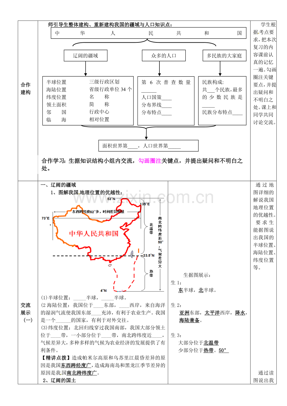 山东省滕州市大坞镇大坞中学八年级地理上册 第一章 中国的疆域与人口复习教案 （新版）商务星球版.doc_第2页