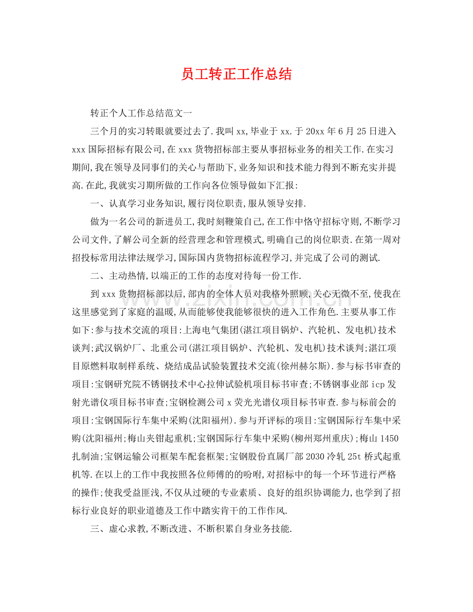 员工转正工作总结 .docx_第1页