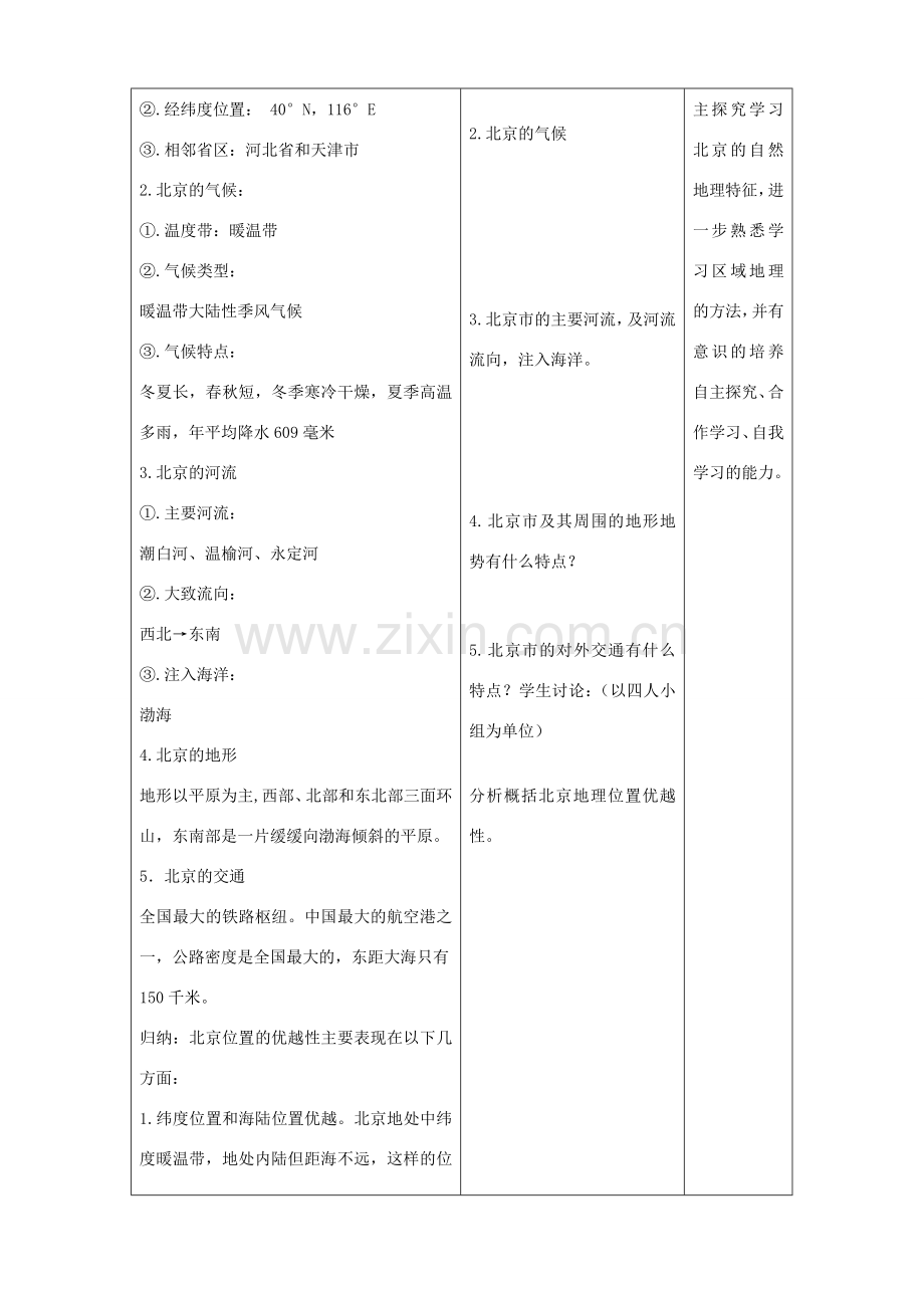 八年级地理下册 全国政治文化中心- 北京 教学设计 人教新课标版.doc_第2页