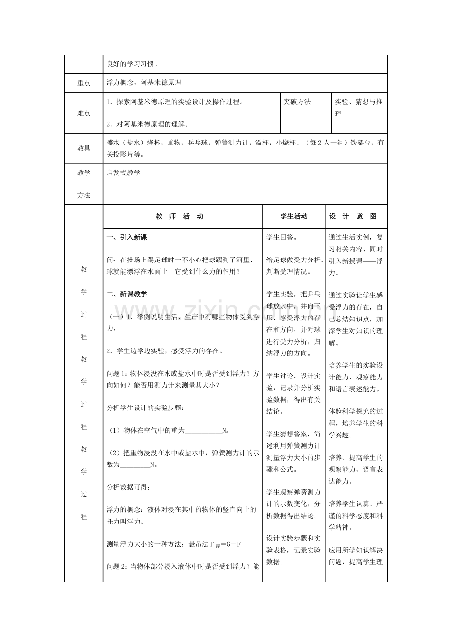 阿基米德原理教学设计-(8).docx_第2页