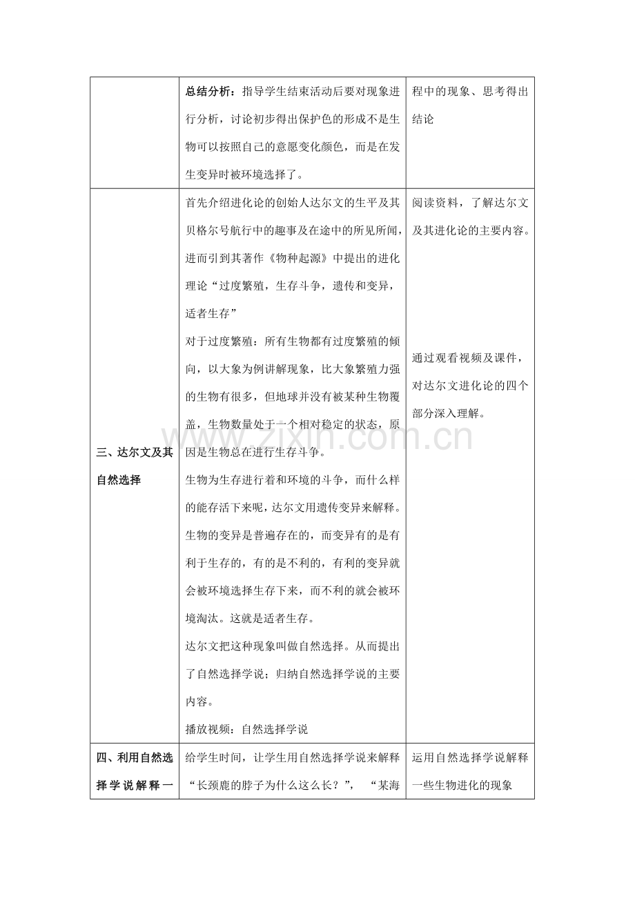 八年级生物下册 7.3.3 生物进化的原因教案 （新版）新人教版-（新版）新人教版初中八年级下册生物教案.doc_第3页