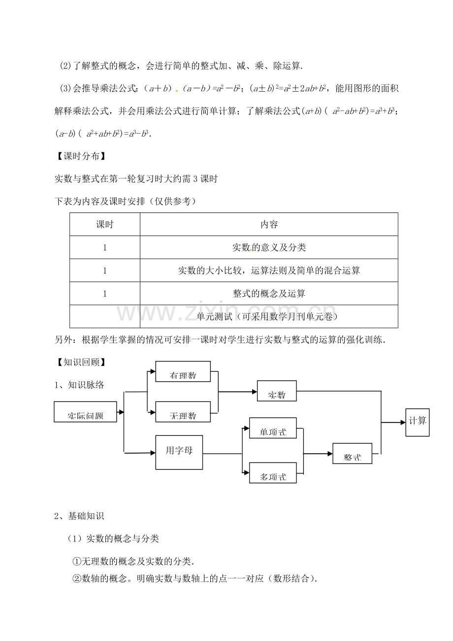 福建省泉州市泉港区三川中学中考数学一轮复习 实数与整式教案.doc_第2页