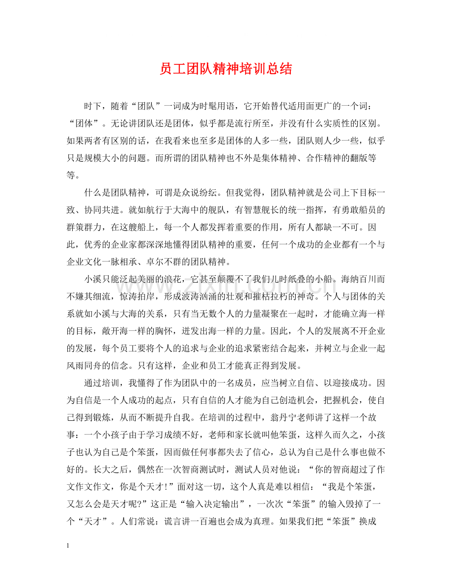 员工团队精神培训总结.docx_第1页