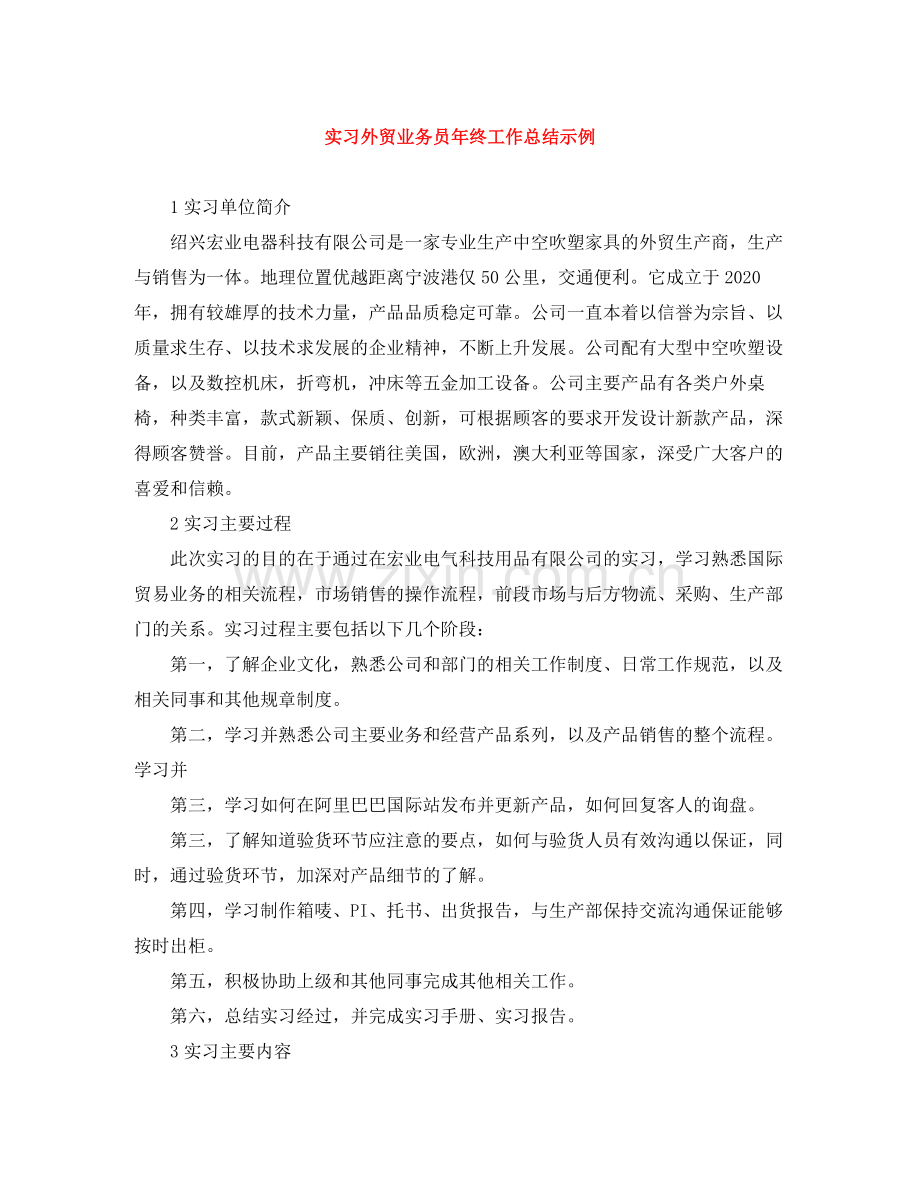 实习外贸业务员年终工作总结示例.docx_第1页