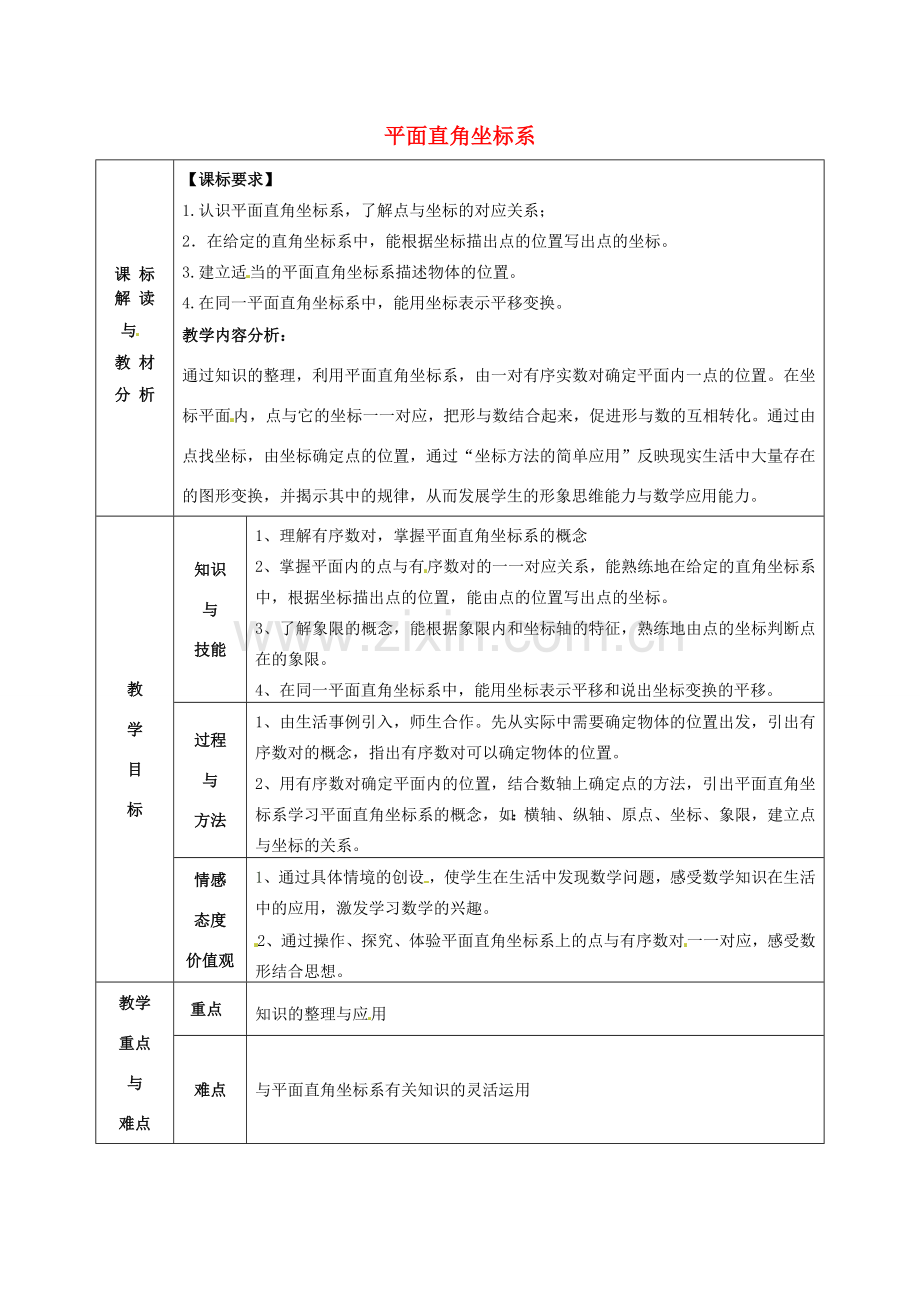 七年级数学下册 第7章 平面直角坐标系教案2 （新版）新人教版-（新版）新人教版初中七年级下册数学教案.doc_第1页