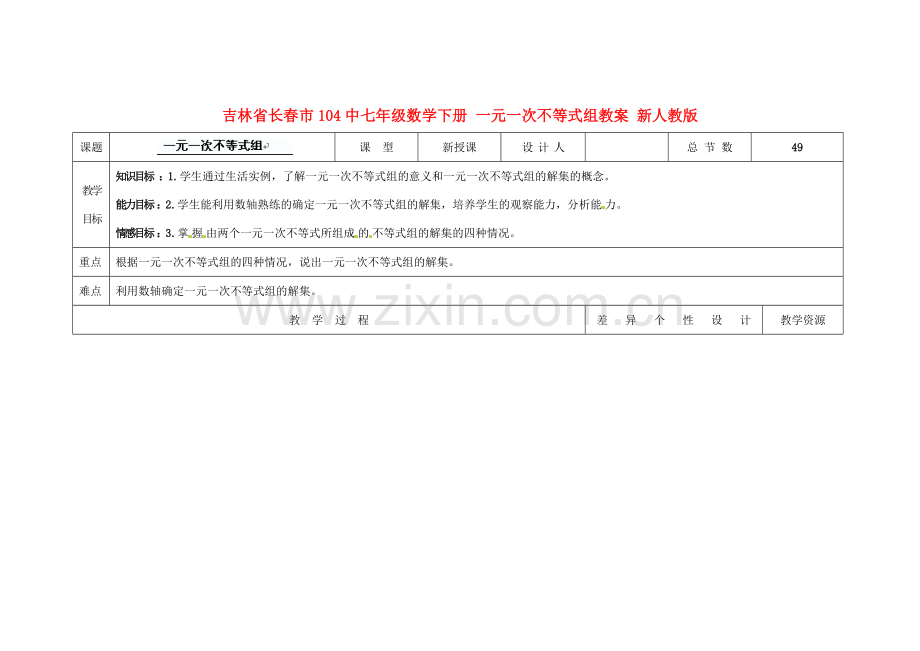 吉林省长春市104中七年级数学下册 一元一次不等式组教案 新人教版.doc_第1页