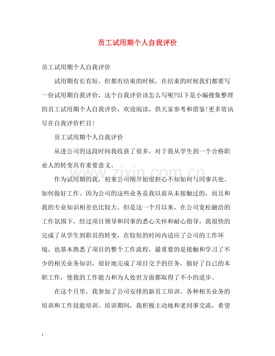 员工试用期个人自我评价.docx_第1页