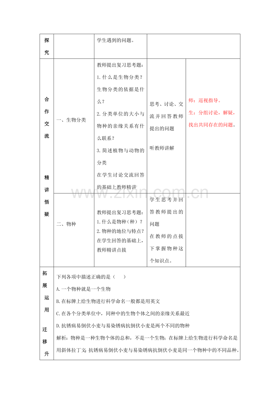 八年级生物上册 第六单元 第一章 根据生物的特征进行分类 根据生物的特征进行分类复习课教案 新人教版.doc_第2页