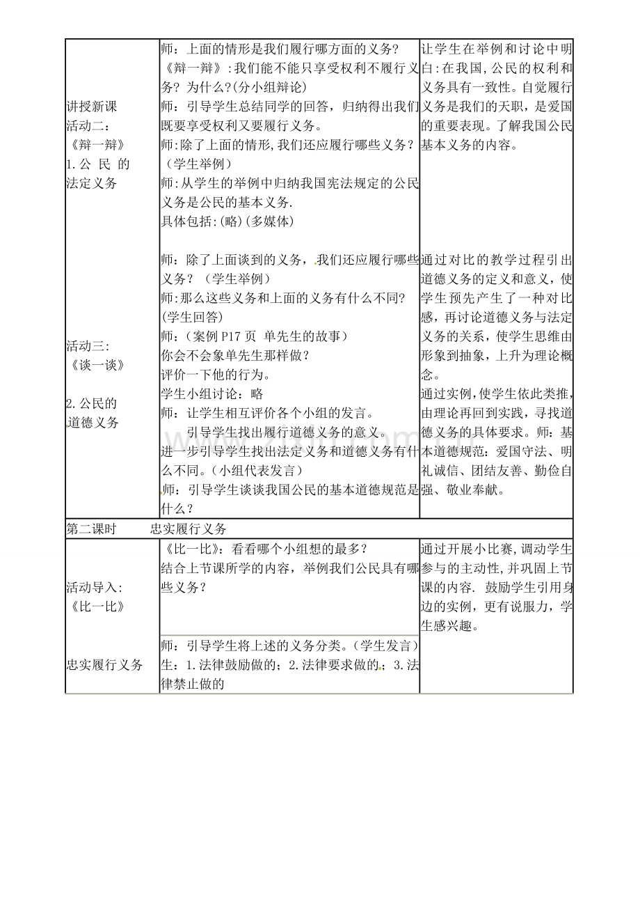 八年级政治下册 第一单元 第二课《我们应尽的义务》教案 新人教版-新人教版初中八年级下册政治教案.doc_第3页