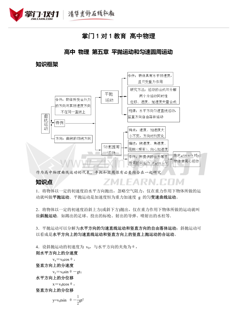 高中物理第五章平抛运动和匀速圆周运动.doc_第1页