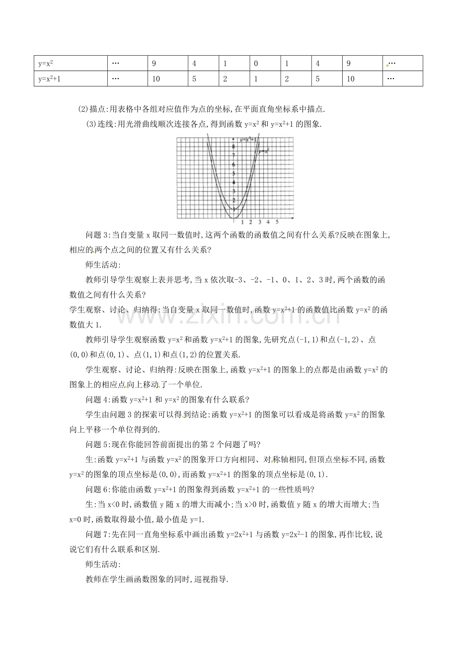 九年级数学上册 21.2.2 二次函数yax2bxc的图像和性质 yax2k型教案 （新版）沪科版-（新版）沪科版初中九年级上册数学教案.doc_第2页