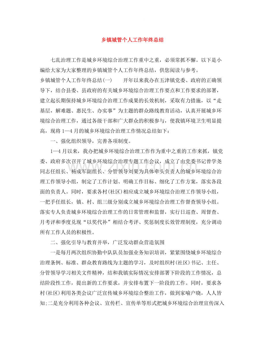 乡镇城管个人工作年终总结.docx_第1页