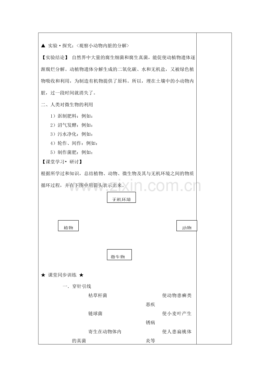 八年级生物上册《 微生物在生物圈中的作用》学讲稿 冀少版.doc_第2页