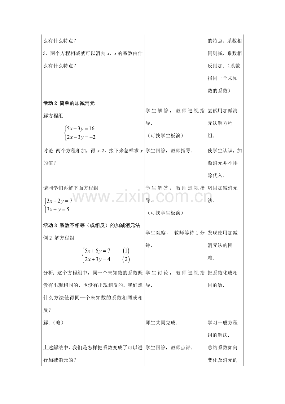 七年级数学下册 9.2二元一次方程组的解法（第3课时）教案 冀教版.doc_第2页