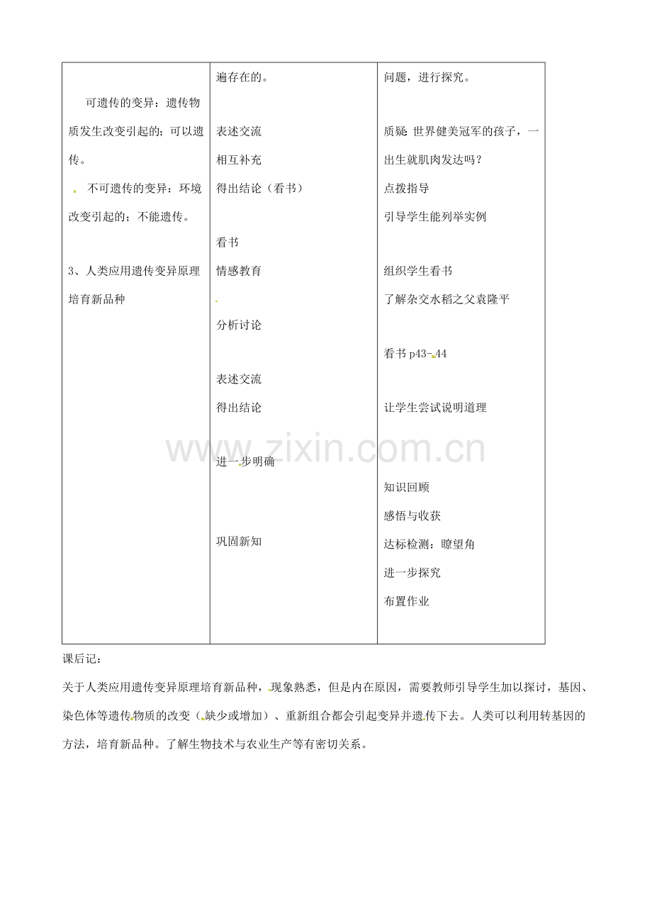 八年级生物下册 7.2.5 生物的变异教案2 新人教版.doc_第2页