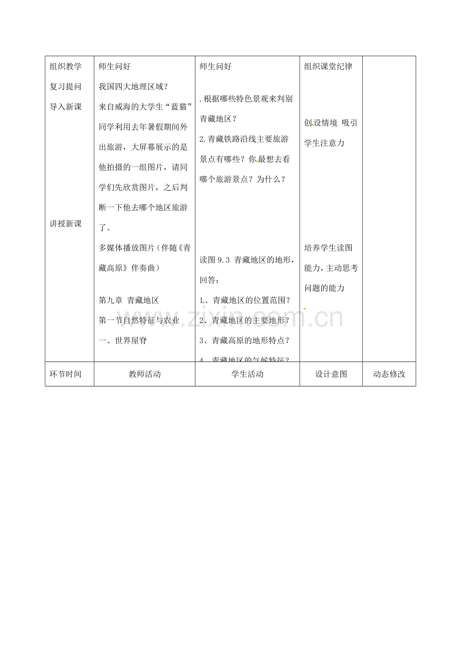 吉林省双辽市八年级地理下册 9.1青藏地区的自然特征与农业教案 （新版）新人教版-（新版）新人教版初中八年级下册地理教案.doc_第2页