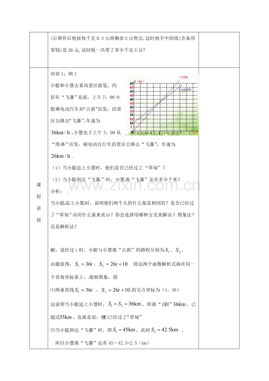 河北省邯郸市肥乡县八年级数学上册 第四章 一次函数 第四节 一次函数的应用教案 （新版）北师大版-（新版）北师大版初中八年级上册数学教案.doc_第2页