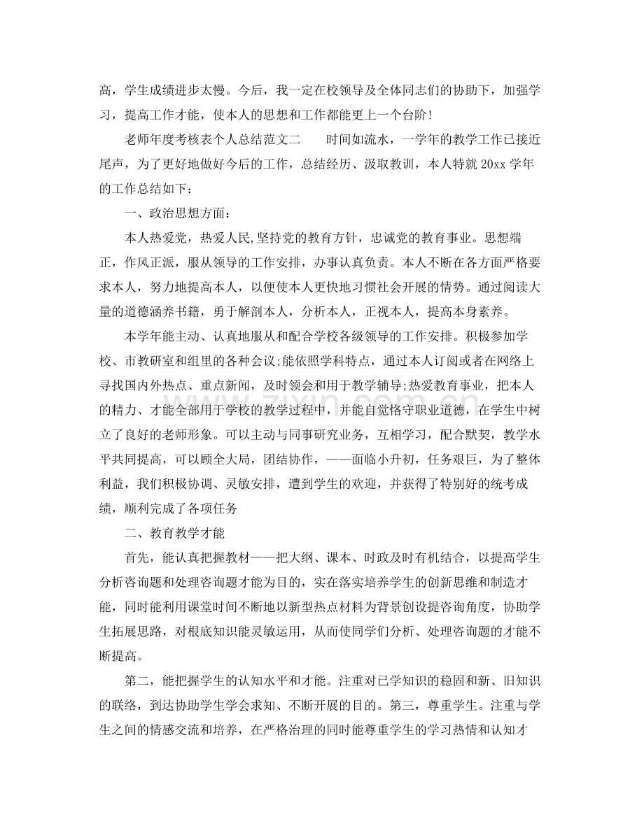 2021年度工作参考总结教师年度考核表个人参考总结范文.docx_第2页