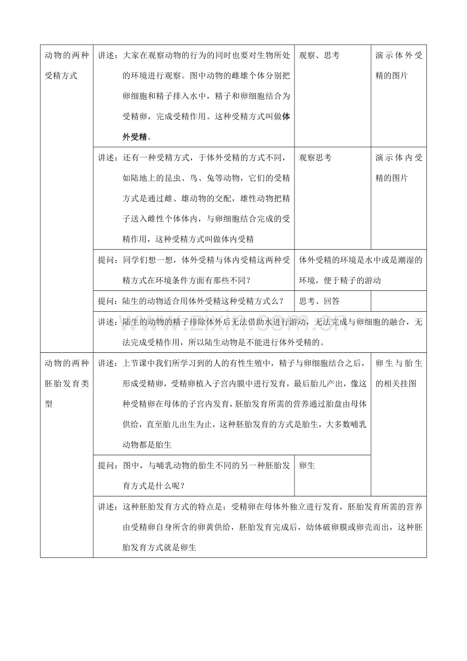 八年级生物上册 10.1.5动物的有性生殖教案 北京课改版.doc_第3页