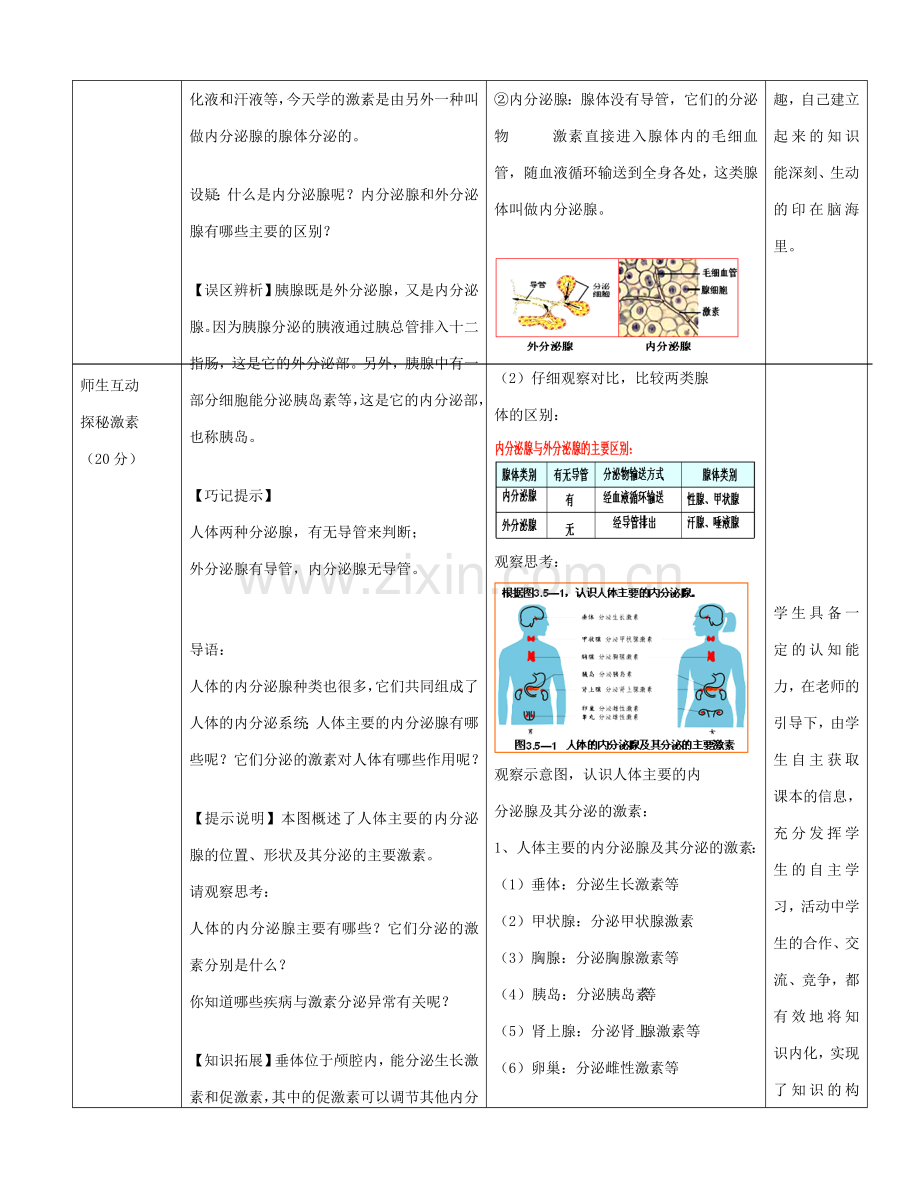 七年级生物下册 第一节 人体的激素调节教案 济南版.doc_第3页