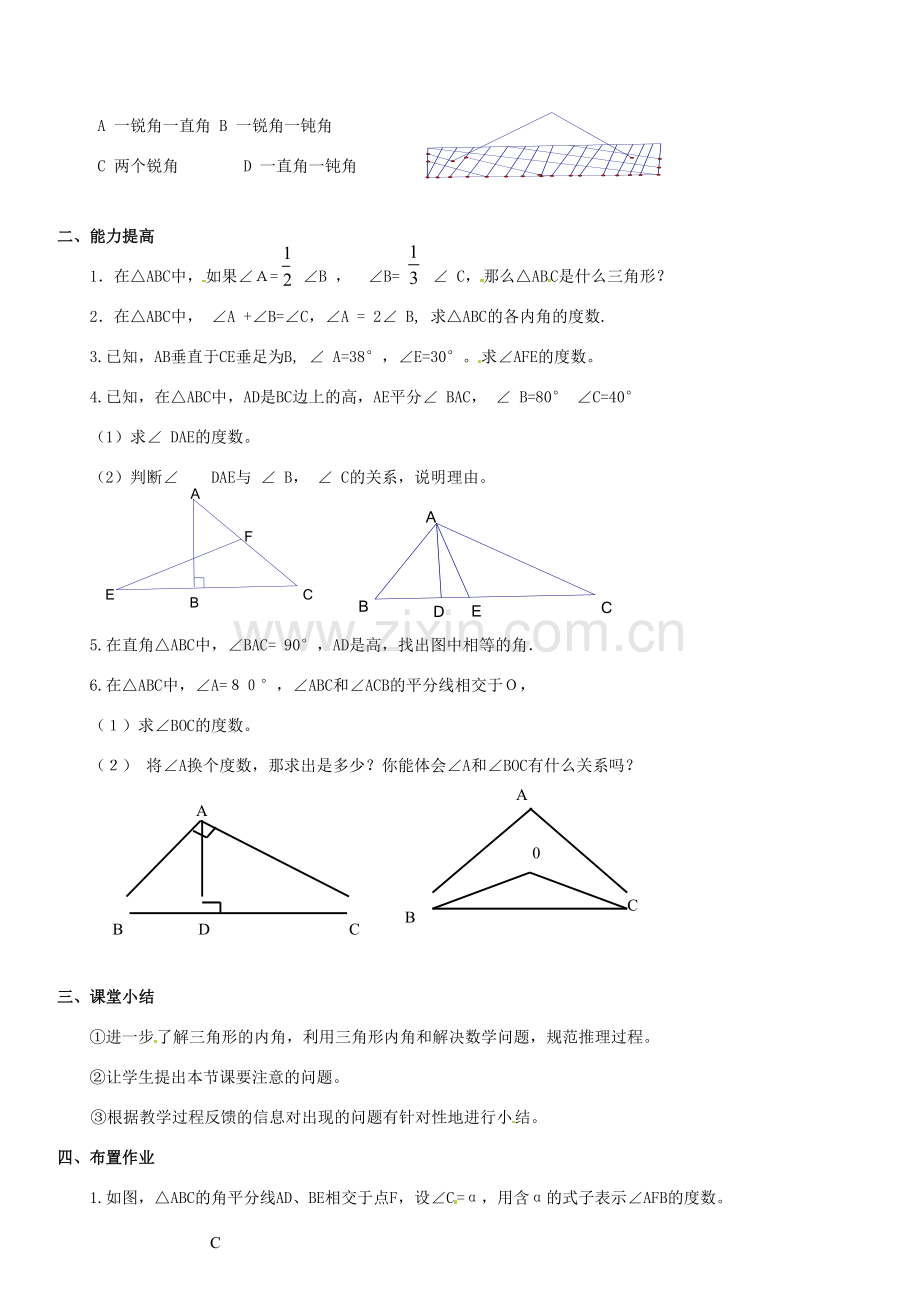 广东省汕头市龙湖实验中学七年级数学下册《三角形的内角》教案 新人教版.doc_第2页