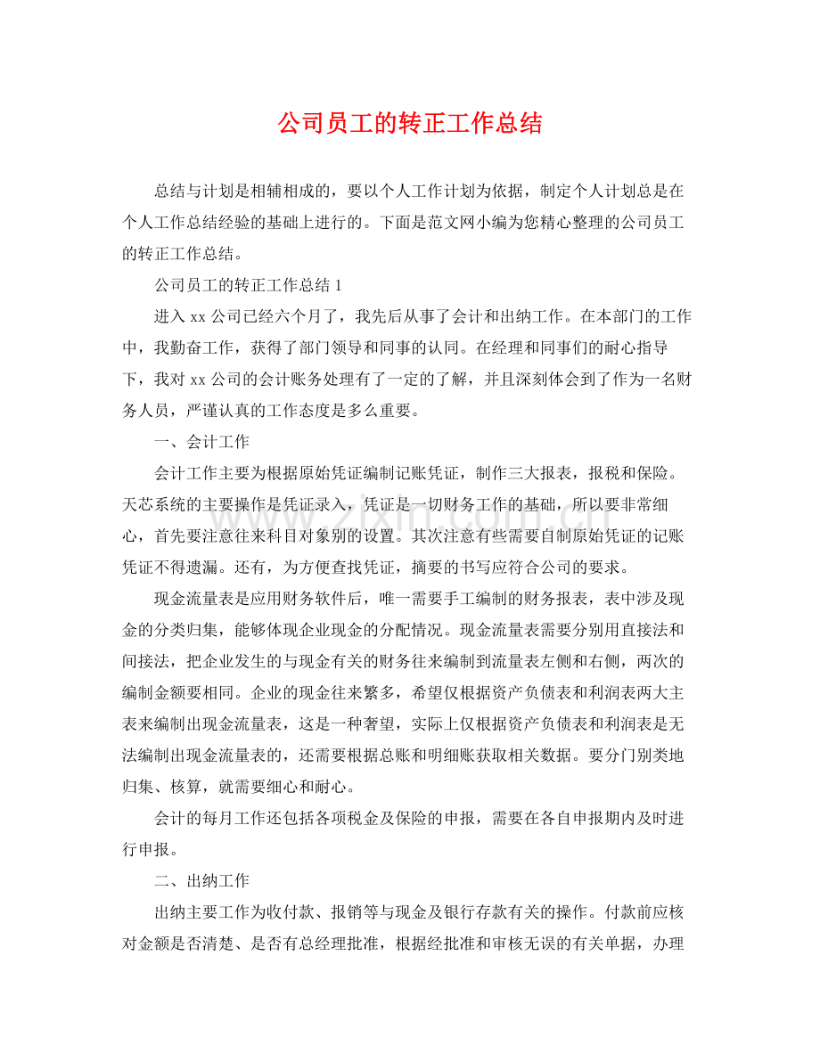 公司员工的转正工作总结 .docx_第1页